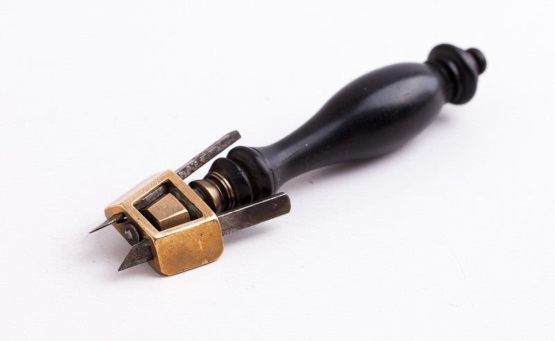 Ebony-Handled Double Marking Knife with Right and Left Blades