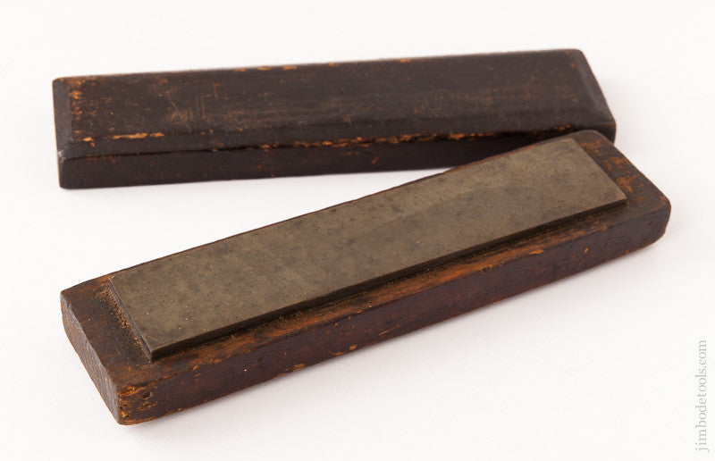 7 1/4 x 1 1/2 inch Oil Stone in Wooden Holder Unmarked