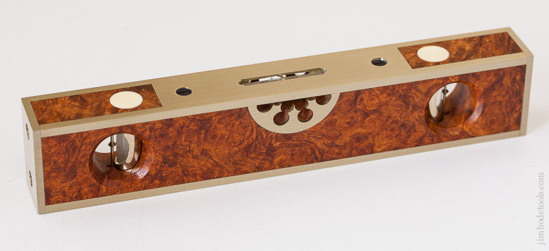 Brilliant Burl and Brass Eight inch STRATTON Level by BARRY WEAVER