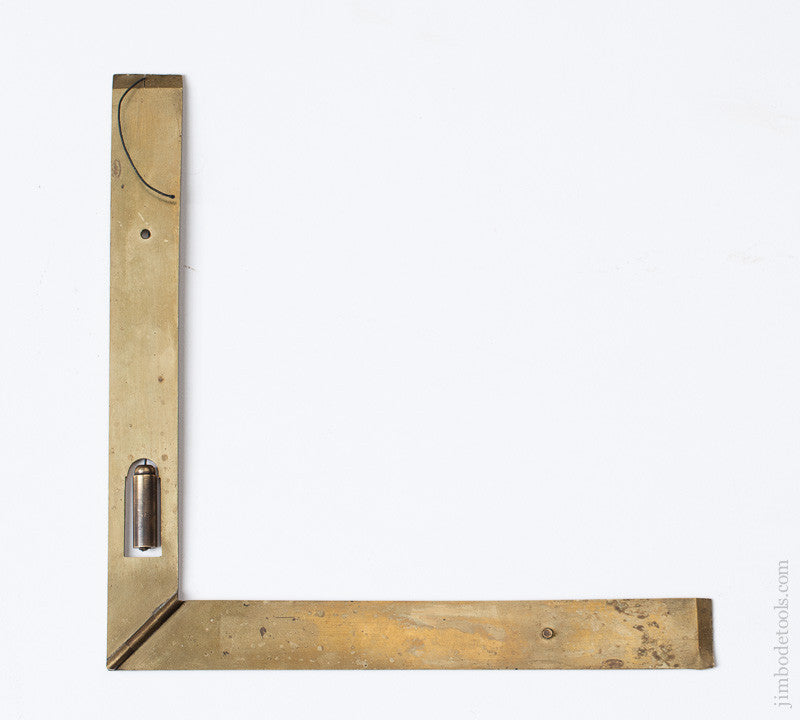 17th Century French Brass 6 1/4 inch Square and Level with Plumb Bob