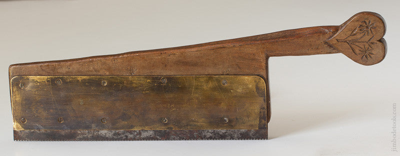 Unusual Unmarked 16 1/8 inch Trim and Stair Saw with Carved Handle