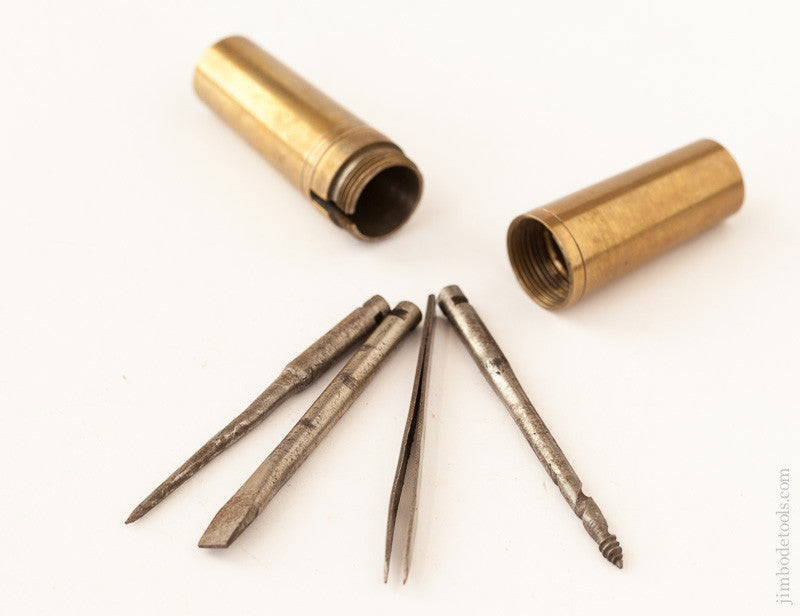 3 1/8 inch Brass Tool Handle with Three Bits and Tweezers