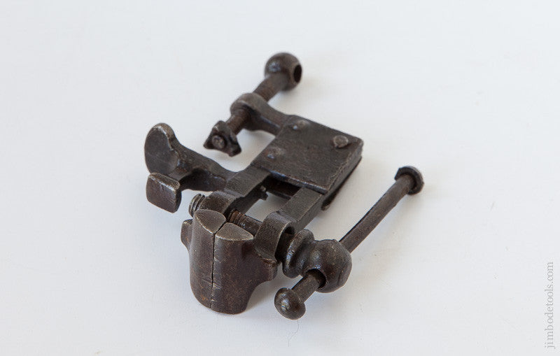 Early Ornate English Miniature3 3/4 inch Bench Vise with Anvil