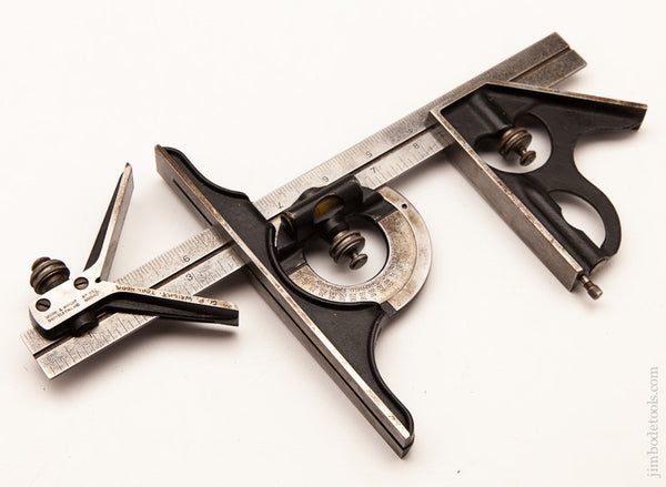 Three Piece MOORE & WRIGHT Combination Square Set on 12 inch Scale
