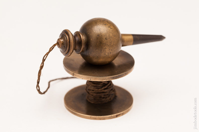 Ornate 10 ounce Brass Plumb Bob with Brown Patina and Reel