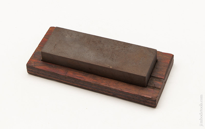 Old Medium Grit 2 x 6 inch Sharpening Stone on Wooden Base