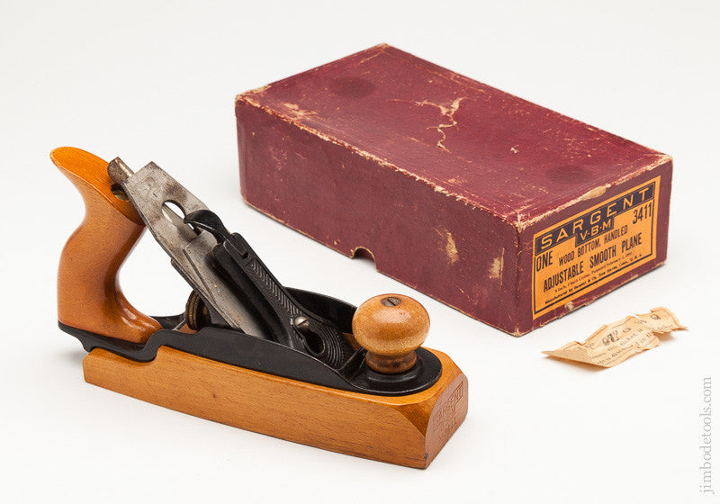 SARGENT No. 3411 Handled Adjustable Transitional Smooth Plane MINT in Rare Original Box!