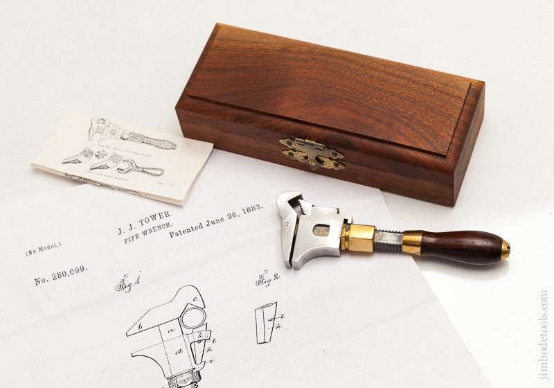  TOWERS June 26, 1883PATENT Miniature 4 1/2 inch Wrench by HILARY KLEIN in Velvet-Lined Box