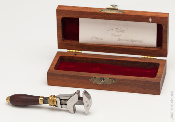 HILARY KLEIN Miniature 4 1/2 inch TALPEY PATENT WRENCH in Velvet-Lined Box 