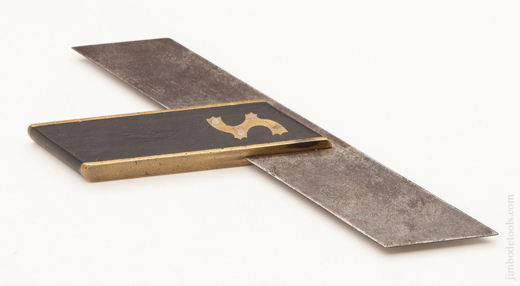  Stunning 12 inch Ebony and Brass Miter Square 