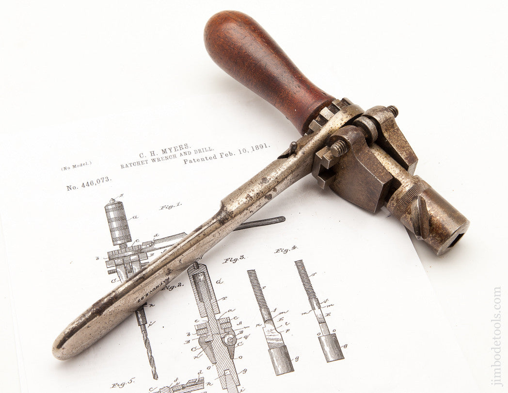 MYERS NOV.6.83 PATENT 9x8 inch Ratchet Wrench and Drill   