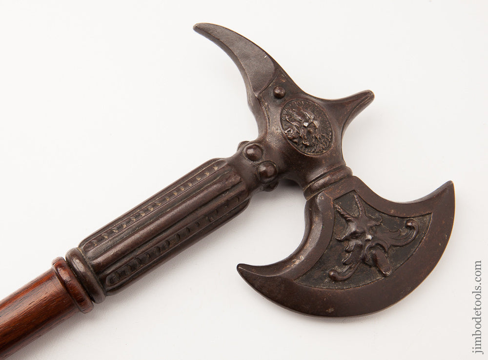 Early Ceremonial Iron Battle Axe with Fluted Rosewood Handle
