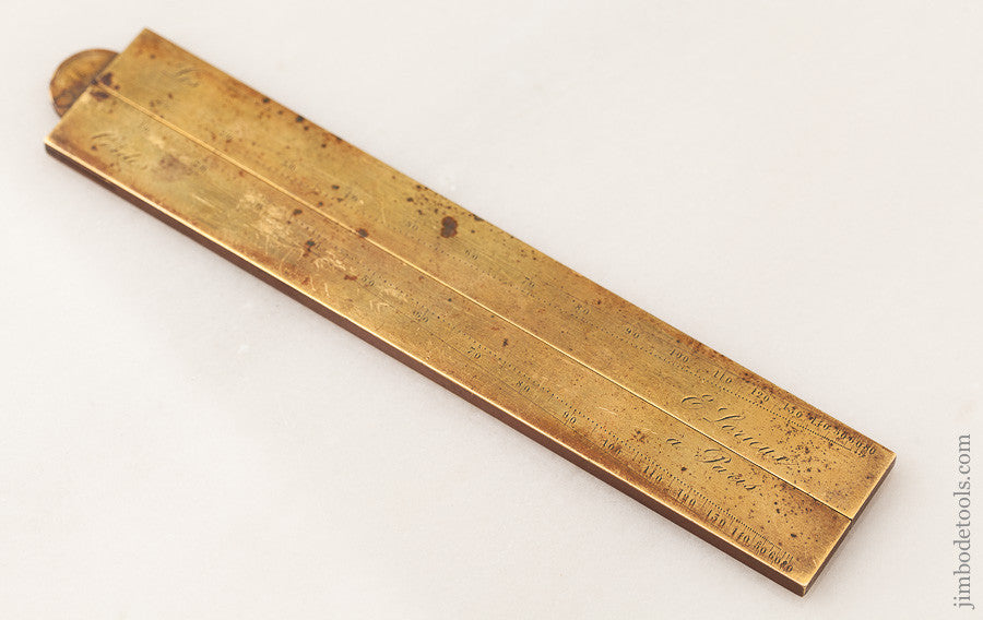 13 inch Folding Extra Heavy Brass Sector Rule E LORIEUX PARIS circa 1825-50