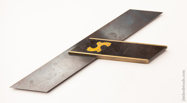 Near Mint and Unused! MARPLES 12 inch Ebony and Brass Miter Square 