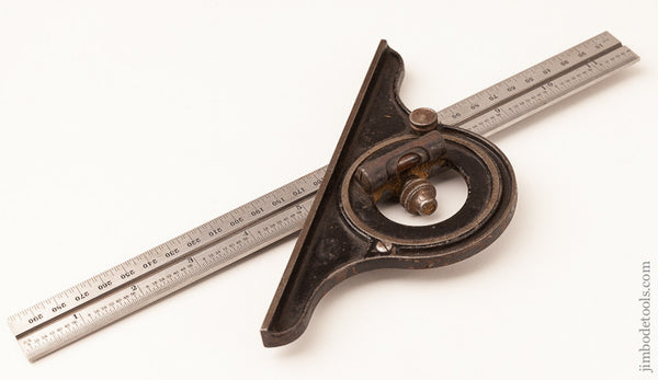 Protractor on MINT 12 inch STARRETT No. 36 GRAD Scale