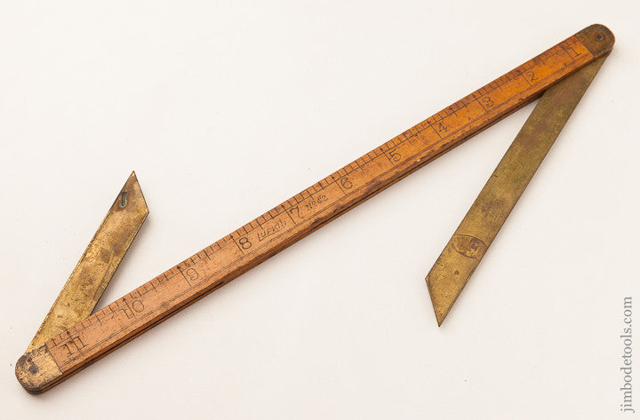 12 inch LUFKIN No. 42 Boxwood and Brass Ship's Bevel Rule GOOD