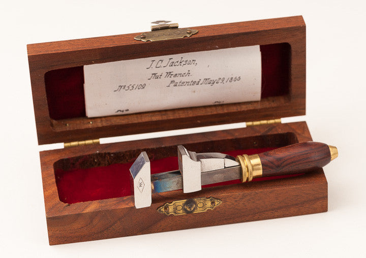 4 1/4 inch J.C. JACKSON May 29, 1866 Patent Nut Wrench by HILARY KLEIN MINT in Original Velvet Lined Walnut Box