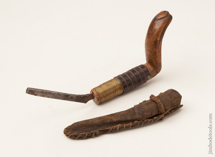 Stunning Maine Native American Crooked Knife with Carved Heart 