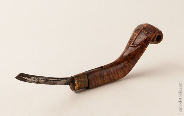 Awesome Burl Ornately Carved 9 5/8 inch Crooked Knife 