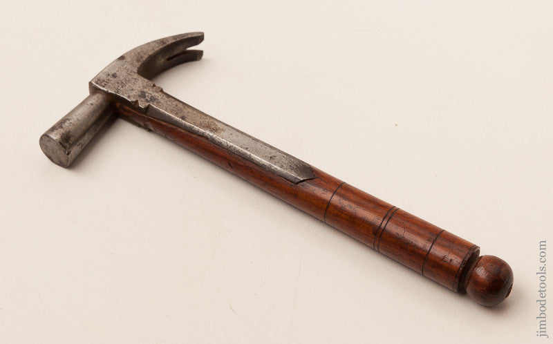 Miniature 6 3/4 inch Rosewood Handled Gentleman's Strapped Hammer with Inlaid Straps 