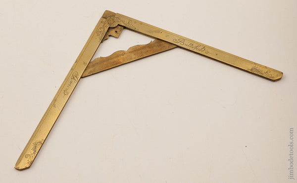 Sensational! 6x6 inch Brass Folding Square and Level by MICHAEL BUTTERFIELD circa 1680-1724