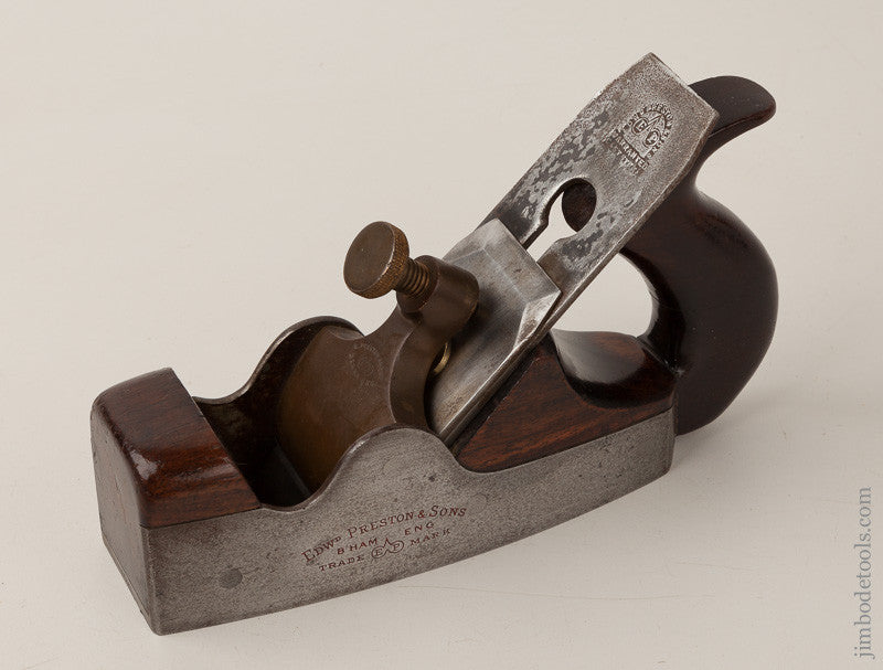 Fabulous PRESTON Smooth Plane with Etched Side and Original 2 1/8 inch PRESTON Iron 