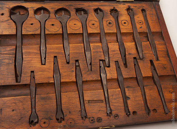 Gorgeous 15 piece Antique Center Bit Set in Fitted Box