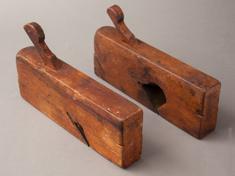 RARE Matched Set of Skewed Left and Right Hand Rabbet Planes Signed and Dated 1875 by A.B. GARDNER
