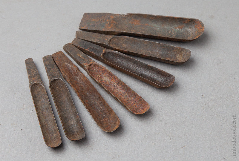  Graduated Set of Seven 18th Century Chair maker's Spoon Bits by GLASCOTT 