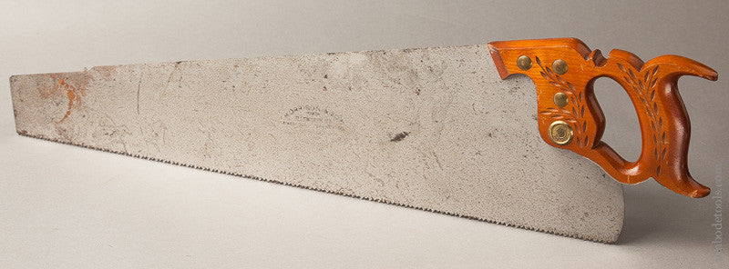 7 point 24 Inch MORRISON & JOY Crosscut Hand Saw by HARVEY PEACE  with July 3, 1883 Patent Handle Guard 