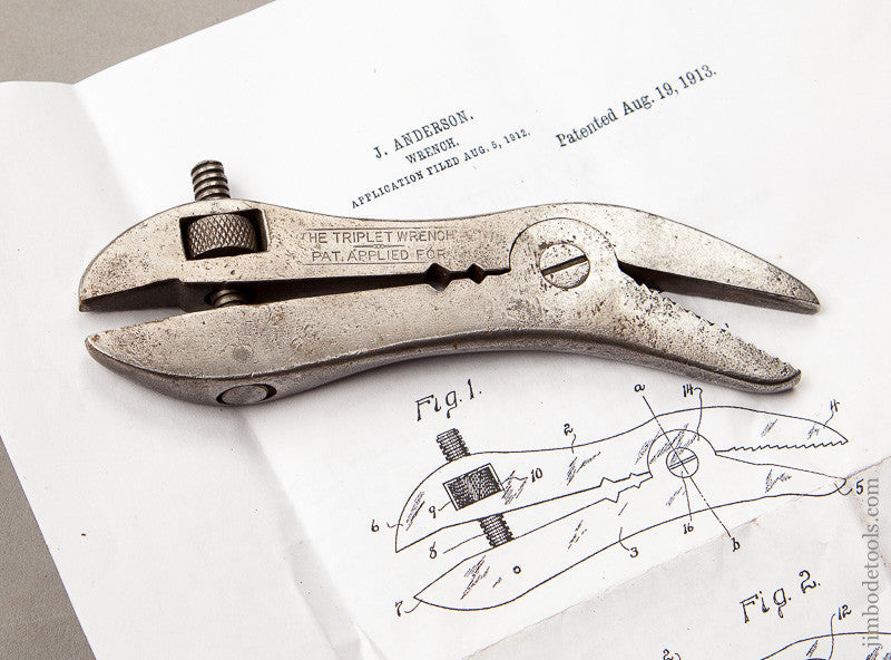  STANLEY 5 1/2 Inch ANDERSON August 19, 1913 Patent THE TRIPLET Wrench 