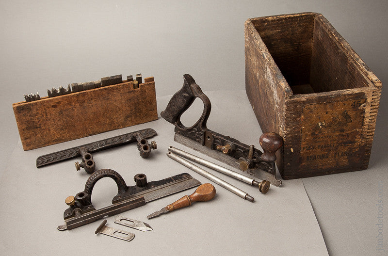  STANLEY No. 45 Combination Plane in its Original Wooden Picture Label Box Type One Circa 1883-85 