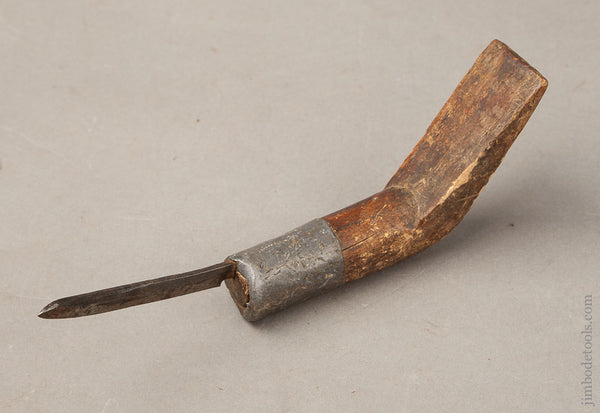  Awesome! Early Pewter-Wrapped Crooked Knife 