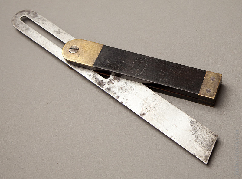 J. HOUSE 10 1/2 inch Ebony and Brass Bevel Square 