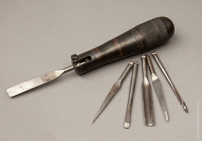  RARE 5 3/4 inch H.B. MACE February 9, 1915 PATENT Tool Handle with Six Bits 