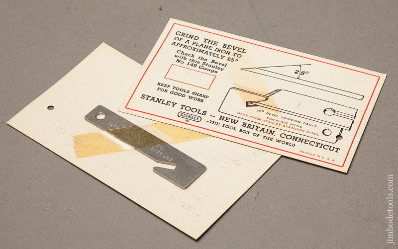  STANLEY No. 149 Bevel Grinding Gage MINT in Package 