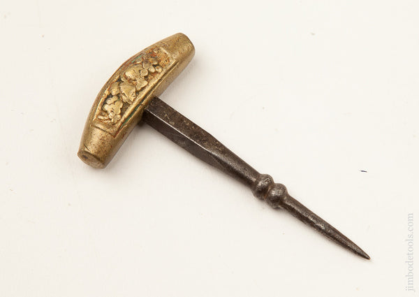 Unique Miniature 1 3/4 x 3 3/8 inch Ornate Brass Barrel Tester 