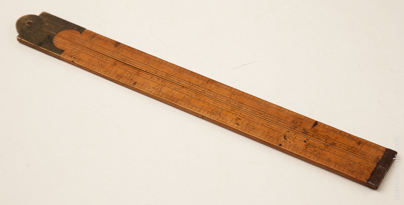 Rare and Early! S.A. JONES & CO. HARTFORD Boxwood Two Legged Rule with Steel Tips FINE