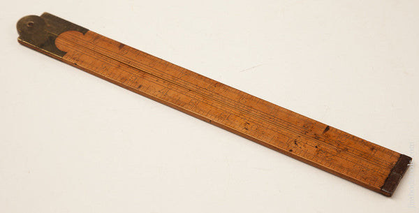 Rare and Early! S.A. JONES & CO. HARTFORD Boxwood Two Legged Rule with Steel Tips FINE