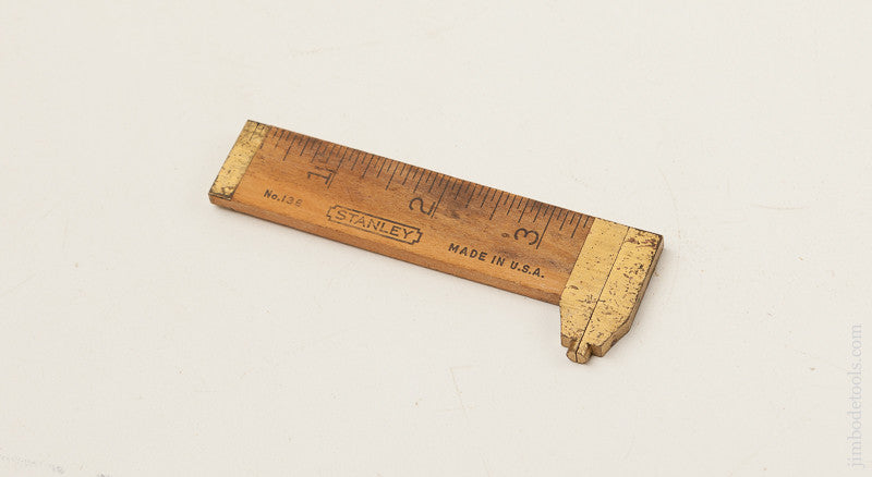 STANLEY No. 136 Boxwood and Brass Four inch Carpenter's Caliper Rule