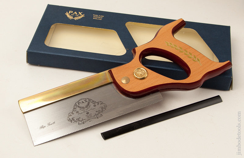 21 point 8 inch Rip THOS. FINN PAX Brass Back Dovetail Saw in Original Box NEW OLD STOCK