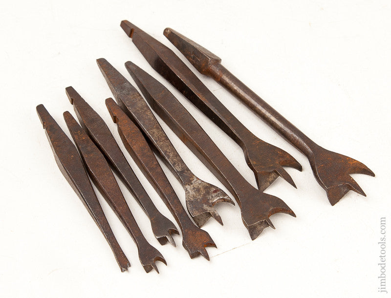  Working Set of Eight 19th Century Center Bits for Bit Brace 