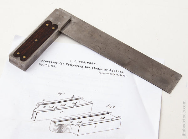 Extra Fine! 7 inch ROBINSON July 14, 1874 Patent ST. JOHNSBURY Rosewood and Steel Try Square