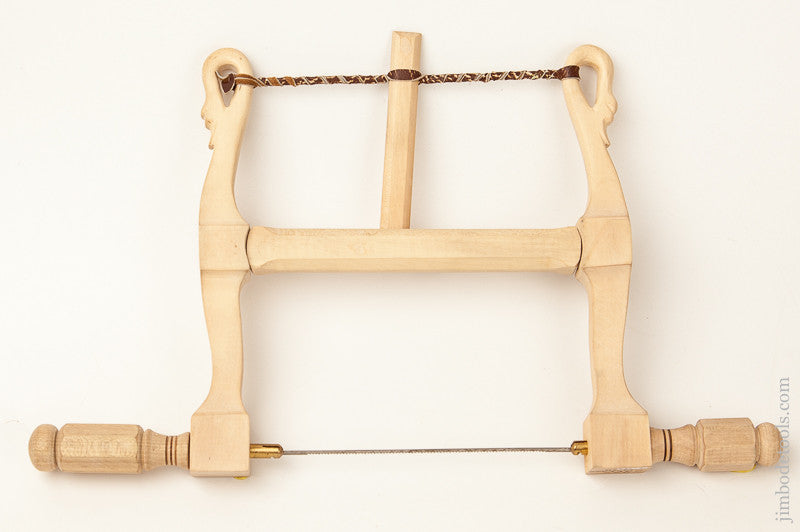  Elegant Hand Carved Bow Saw with Swan Heads 