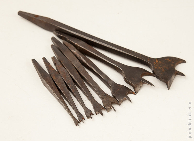 Working Set of Seven 19th Century Center Bits for Bit Brace 