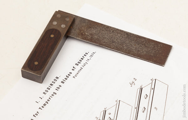  Rare! Four inch Size ROBINSON July 14, 1874 PATENT Try Square by ST. JOHNSBURY TOOL CO. 