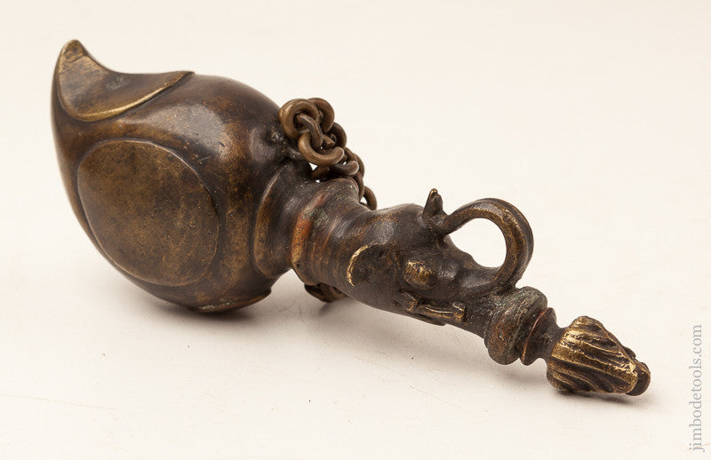  Early and Unusual 8 inch Figural Brass Bottle 