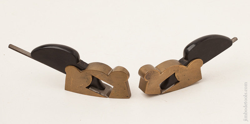 Two EXTRA FINE Miniature 2 3/8 x 1/2 inch Gunmetal and Ebony Rabbet Planes
