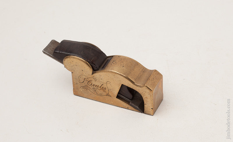 1 1/6 x 3 1/2 inch Brass and Ebony Steel-Soled Bullnose Shoulder Plane 