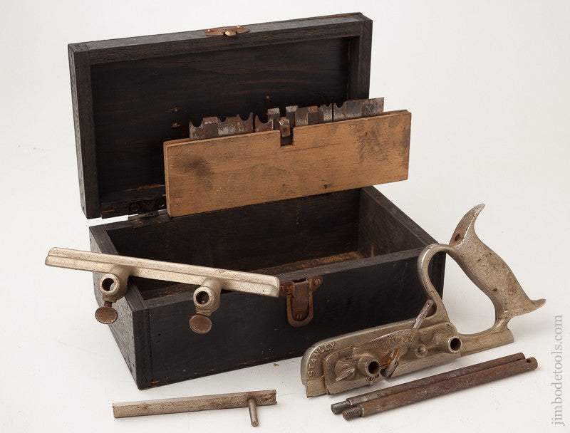 Good User STANLEY No. 50 Plow Plane with 15 Cutters and Both Stops in Custom Box FINE